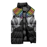 Aotearoa Kowhaiwhai Poutama Rainbow Motif Sleeveless Puffer Jacket LT9 - Polynesian Pride