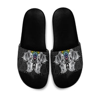 Aotearoa Kowhaiwhai Poutama Rainbow Motif Slide Sandals LT9 Rainbow - Polynesian Pride