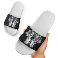 Aotearoa Kowhaiwhai Poutama Rainbow Motif Slide Sandals LT9 - Polynesian Pride