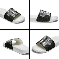 Aotearoa Kowhaiwhai Poutama Rainbow Motif Slide Sandals LT9 - Polynesian Pride