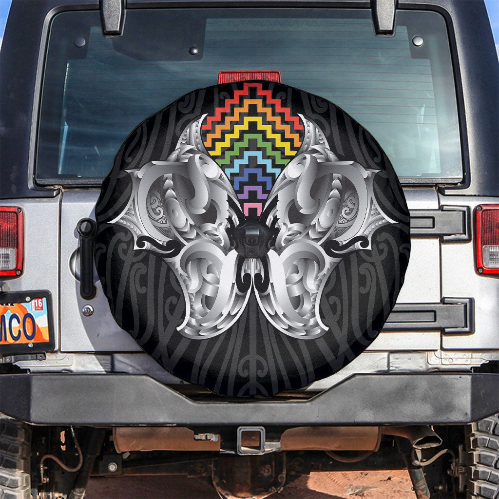 Aotearoa Kowhaiwhai Poutama Rainbow Motif Spare Tire Cover LT9 Rainbow - Polynesian Pride