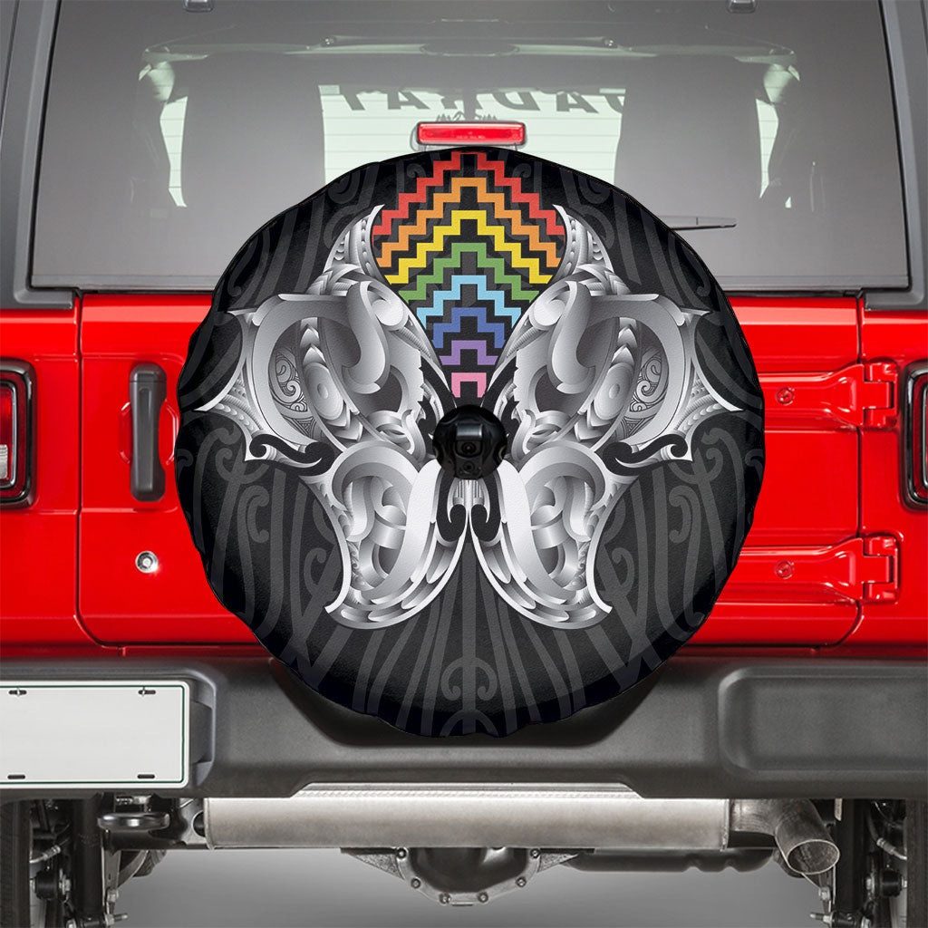 Aotearoa Kowhaiwhai Poutama Rainbow Motif Spare Tire Cover LT9 - Polynesian Pride