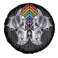 Aotearoa Kowhaiwhai Poutama Rainbow Motif Spare Tire Cover LT9 - Polynesian Pride