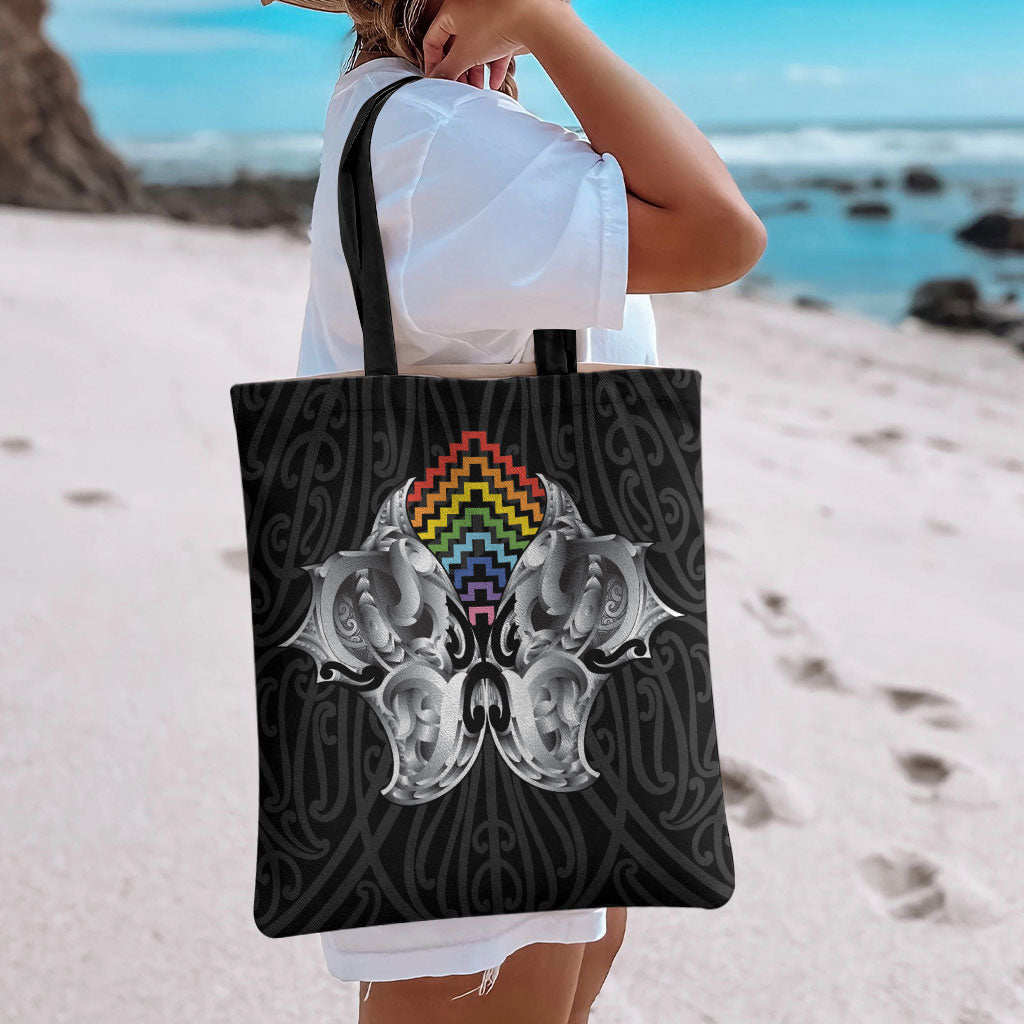 Aotearoa Kowhaiwhai Poutama Rainbow Motif Tote Bag LT9 - Polynesian Pride