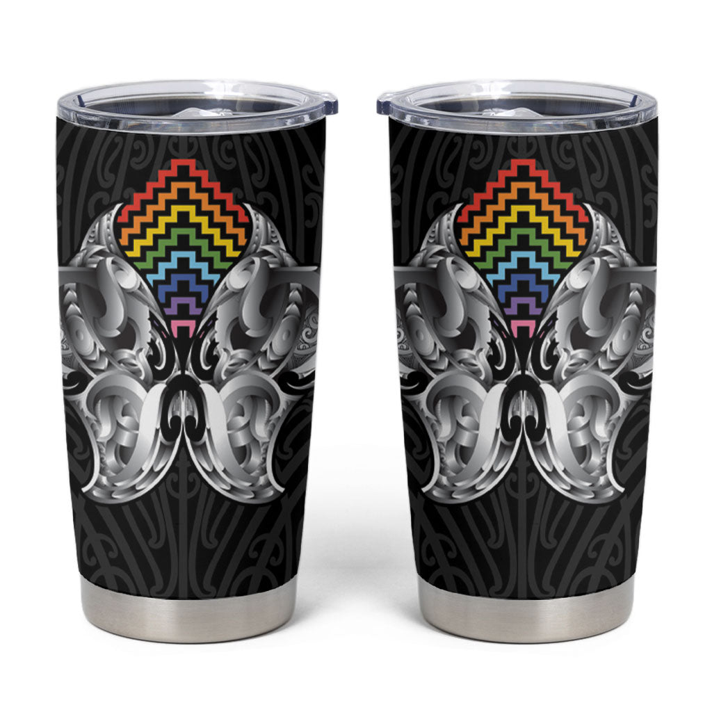 Aotearoa Kowhaiwhai Poutama Rainbow Motif Tumbler Cup LT9 Rainbow - Polynesian Pride