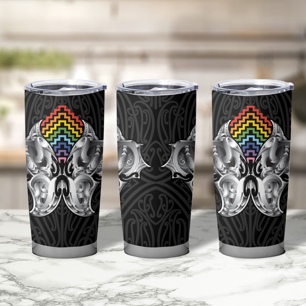 Aotearoa Kowhaiwhai Poutama Rainbow Motif Tumbler Cup LT9 - Polynesian Pride