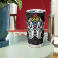 Aotearoa Kowhaiwhai Poutama Rainbow Motif Tumbler Cup LT9 - Polynesian Pride