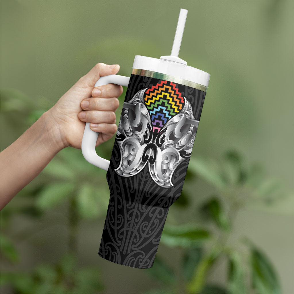 Aotearoa Kowhaiwhai Poutama Rainbow Motif Tumbler With Handle LT9 - Polynesian Pride