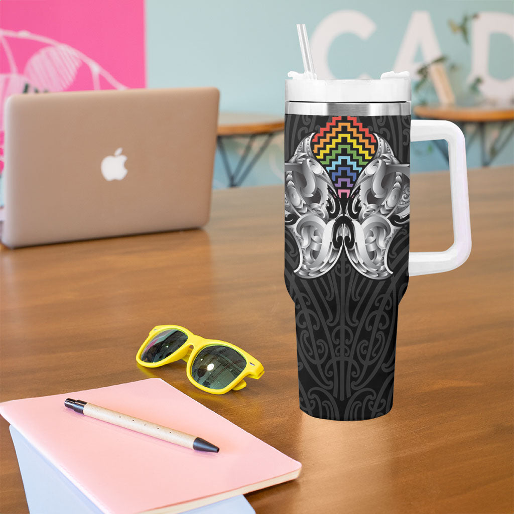 Aotearoa Kowhaiwhai Poutama Rainbow Motif Tumbler With Handle LT9 - Polynesian Pride