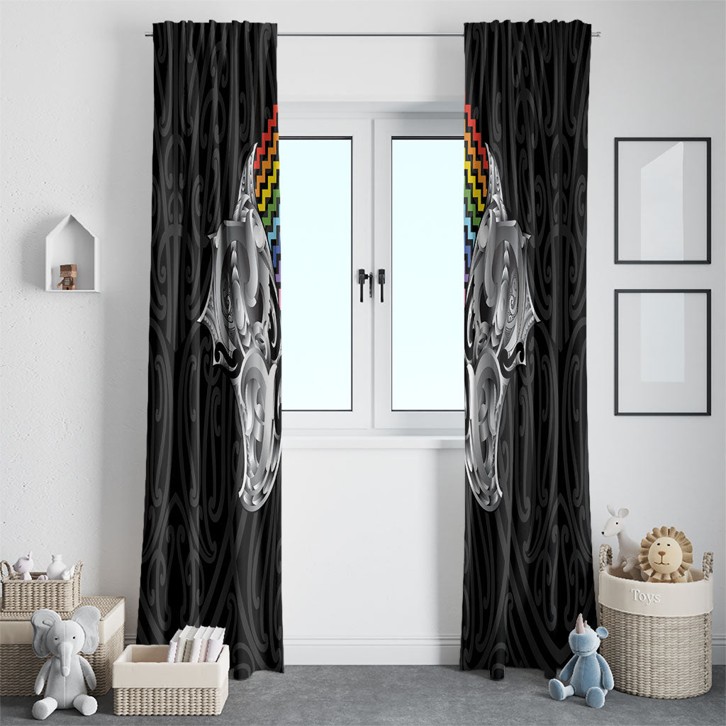 Aotearoa Kowhaiwhai Poutama Rainbow Motif Window Curtain LT9 - Polynesian Pride