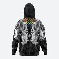 Aotearoa Kowhaiwhai Poutama Rainbow Motif Zip Hoodie LT9 - Polynesian Pride