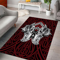 Aotearoa Kowhaiwhai Poutama Red Motif Area Rug LT9 - Polynesian Pride