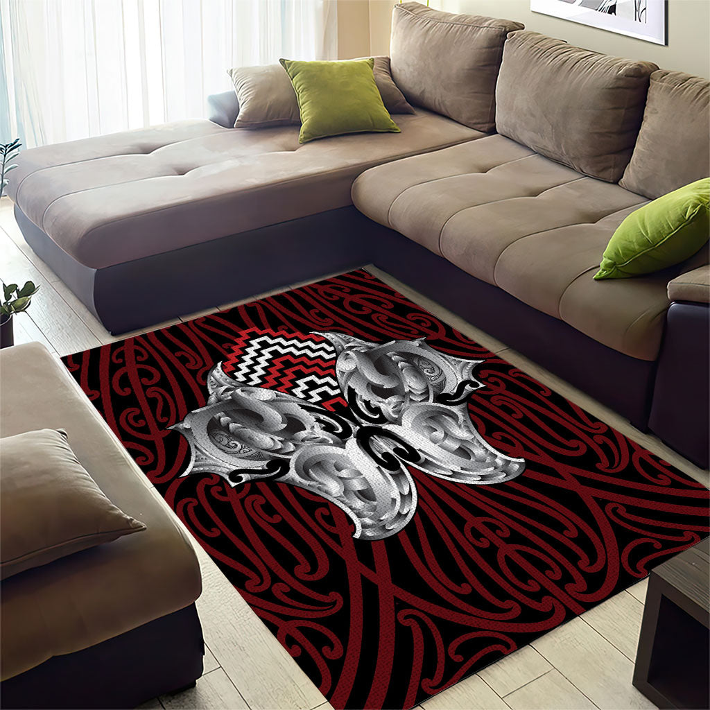Aotearoa Kowhaiwhai Poutama Red Motif Area Rug LT9 - Polynesian Pride