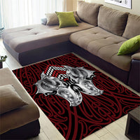 Aotearoa Kowhaiwhai Poutama Red Motif Area Rug LT9 - Polynesian Pride