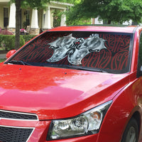 Aotearoa Kowhaiwhai Poutama Red Motif Auto Sun Shade LT9 - Polynesian Pride