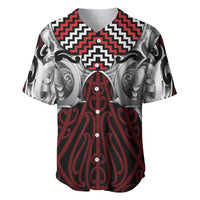 Aotearoa Kowhaiwhai Poutama Red Motif Baseball Jersey LT9 Red - Polynesian Pride