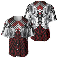 Aotearoa Kowhaiwhai Poutama Red Motif Baseball Jersey LT9 - Polynesian Pride