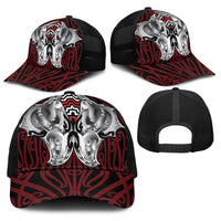 Aotearoa Kowhaiwhai Poutama Red Motif Baseball Net Cap LT9 - Polynesian Pride
