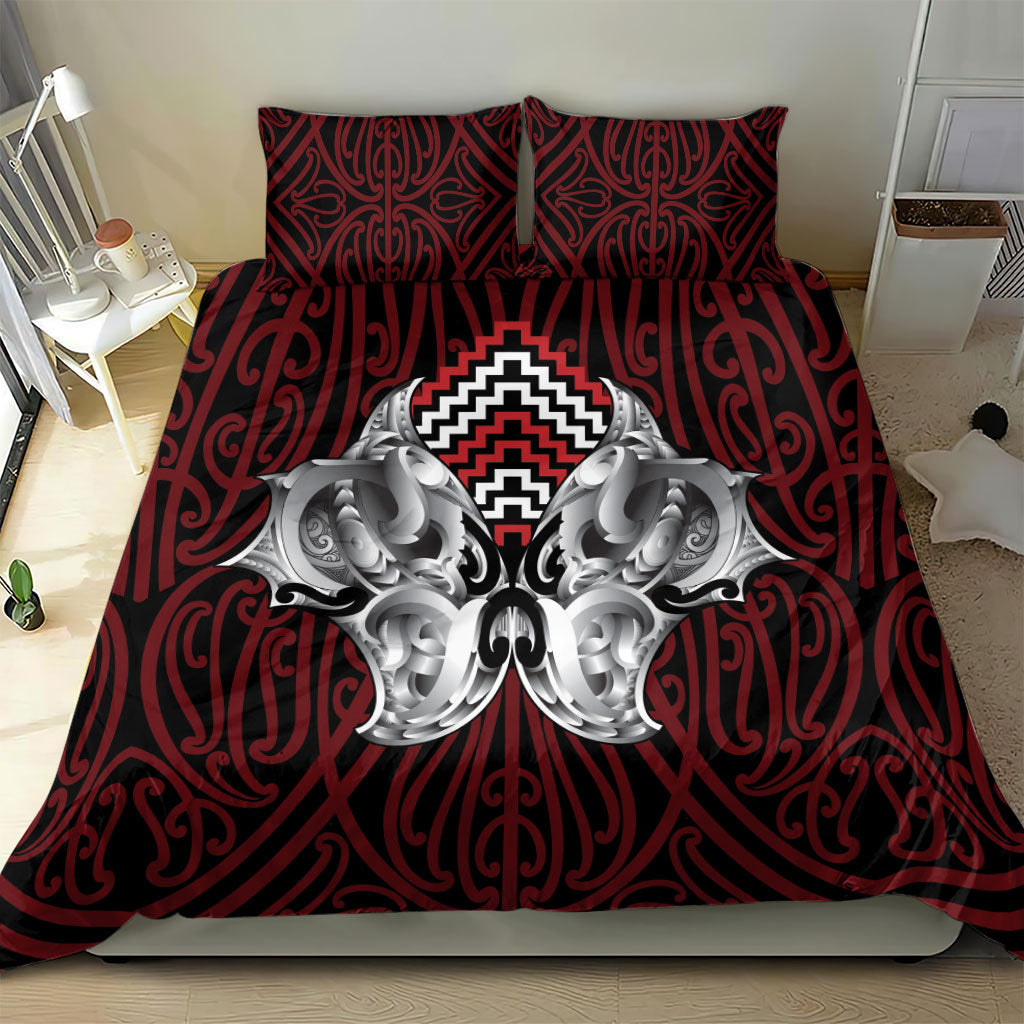 Aotearoa Kowhaiwhai Poutama Red Motif Bedding Set LT9 - Polynesian Pride