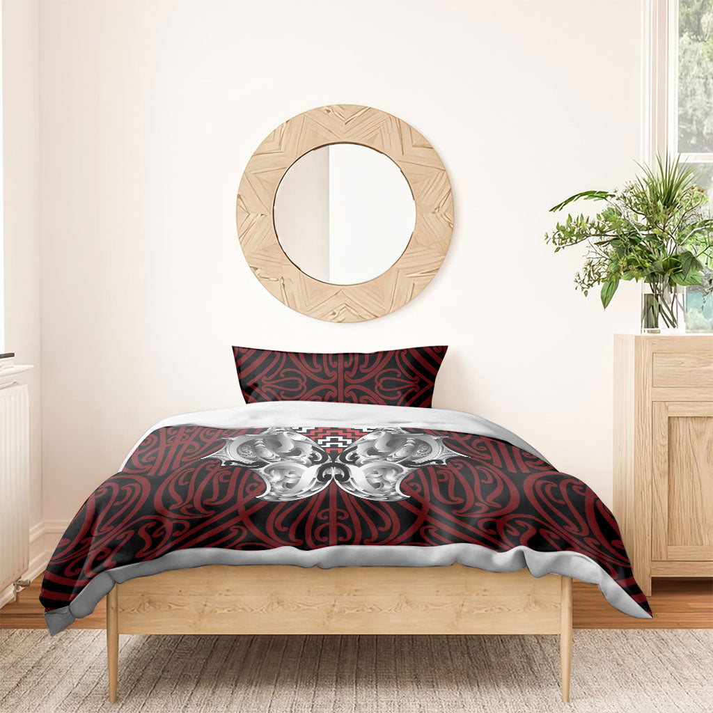 Aotearoa Kowhaiwhai Poutama Red Motif Bedding Set LT9 - Polynesian Pride
