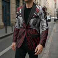 Aotearoa Kowhaiwhai Poutama Red Motif Blazer LT9 - Polynesian Pride