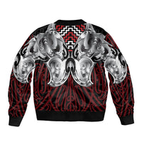 Aotearoa Kowhaiwhai Poutama Red Motif Bomber Jacket LT9 - Polynesian Pride