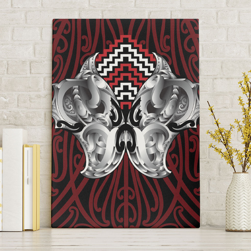 Aotearoa Kowhaiwhai Poutama Red Motif Canvas Wall Art LT9 Without Frame Red - Polynesian Pride