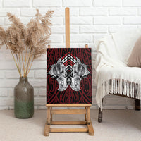 Aotearoa Kowhaiwhai Poutama Red Motif Canvas Wall Art LT9 - Polynesian Pride