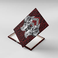 Aotearoa Kowhaiwhai Poutama Red Motif Canvas Wall Art LT9 With Frame Red - Polynesian Pride