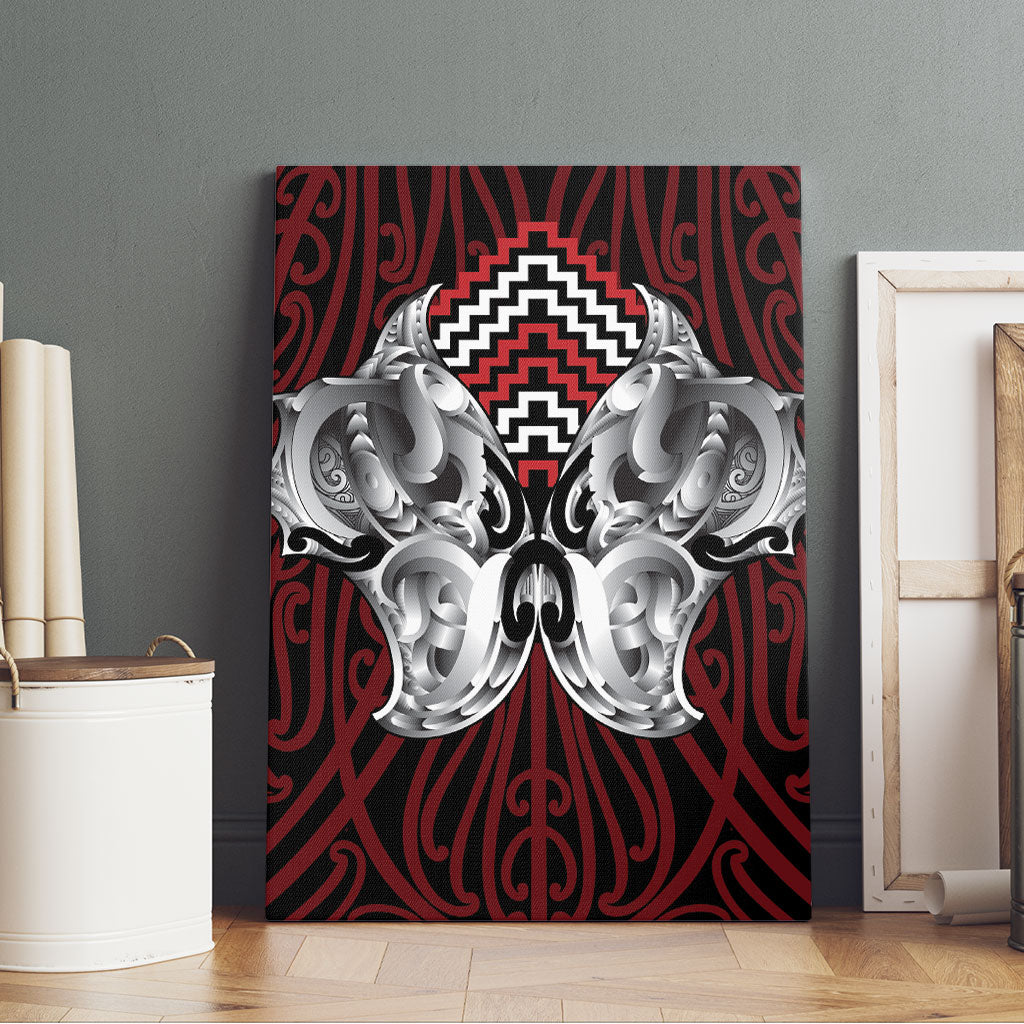 Aotearoa Kowhaiwhai Poutama Red Motif Canvas Wall Art LT9 - Polynesian Pride