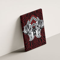 Aotearoa Kowhaiwhai Poutama Red Motif Canvas Wall Art LT9 - Polynesian Pride