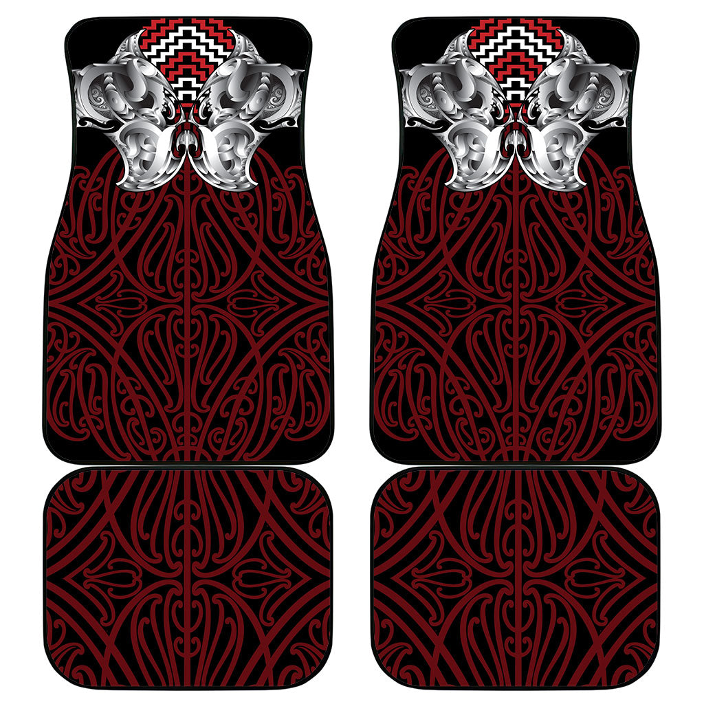 Aotearoa Kowhaiwhai Poutama Red Motif Car Mats LT9 - Polynesian Pride