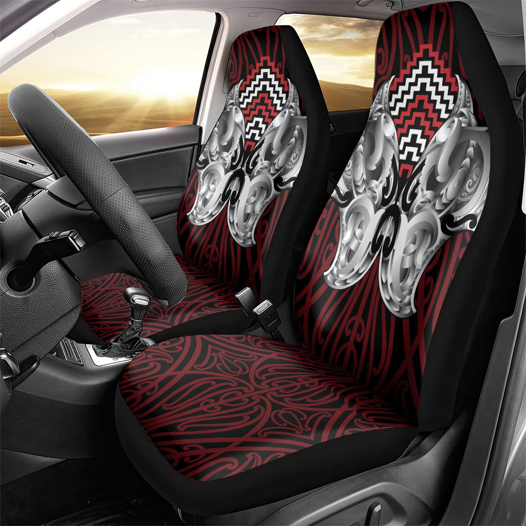Aotearoa Kowhaiwhai Poutama Red Motif Car Seat Cover LT9 - Polynesian Pride