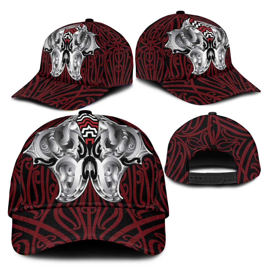 Aotearoa Kowhaiwhai Poutama Red Motif Classic Cap LT9 - Polynesian Pride