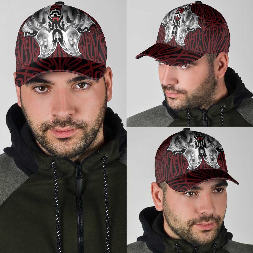 Aotearoa Kowhaiwhai Poutama Red Motif Classic Cap LT9 - Polynesian Pride