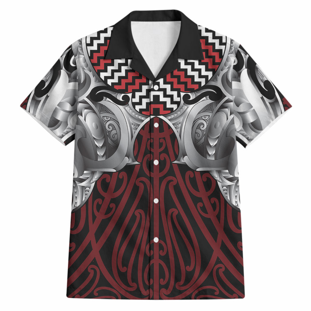 Aotearoa Kowhaiwhai Poutama Red Motif Hawaiian Shirt LT9 Red - Polynesian Pride
