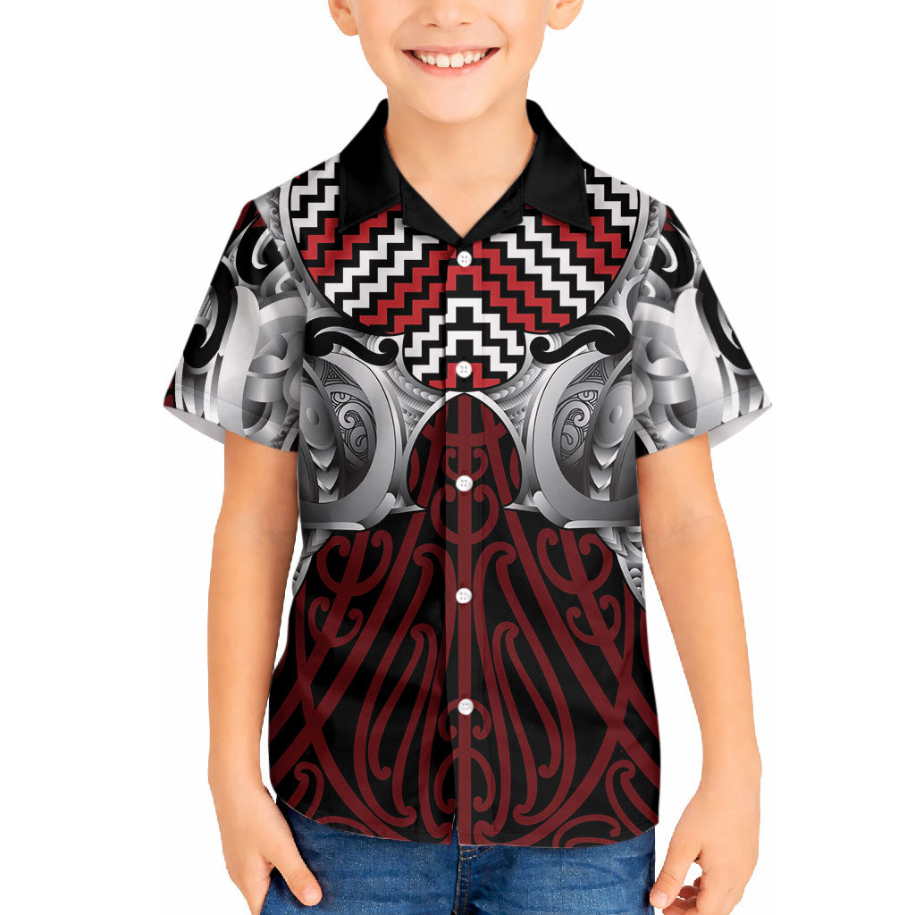 Aotearoa Kowhaiwhai Poutama Red Motif Hawaiian Shirt LT9 - Polynesian Pride