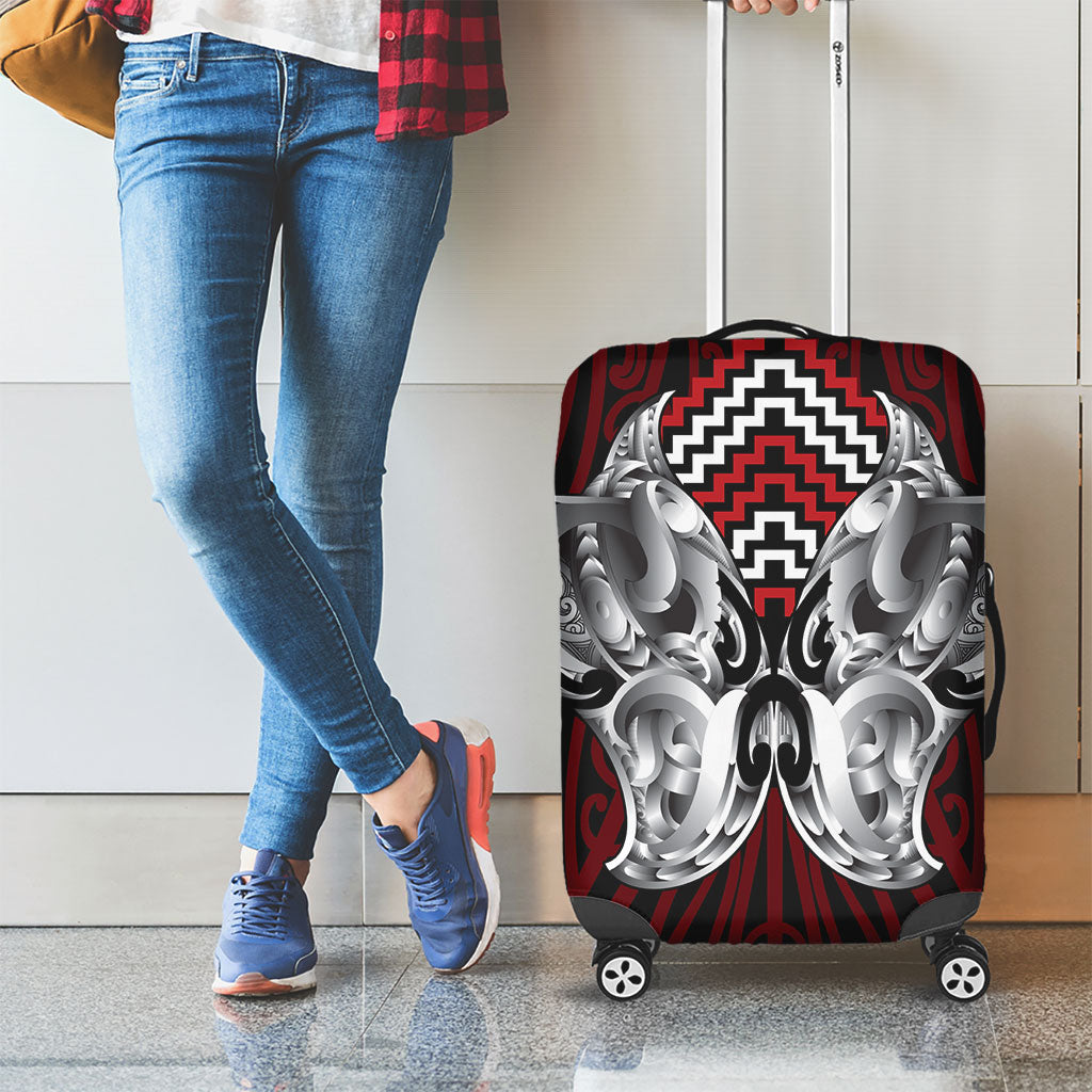 Aotearoa Kowhaiwhai Poutama Red Motif Luggage Cover LT9 - Polynesian Pride