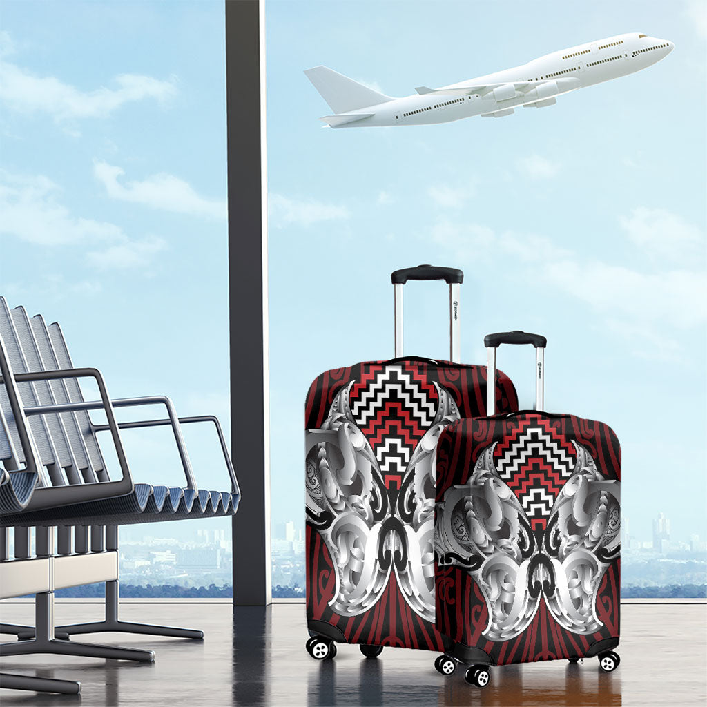 Aotearoa Kowhaiwhai Poutama Red Motif Luggage Cover LT9 - Polynesian Pride