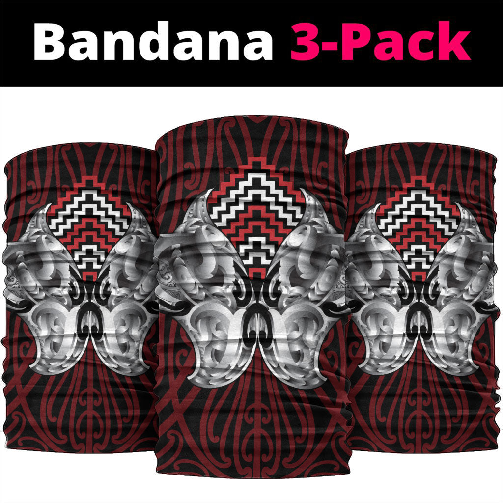 Aotearoa Kowhaiwhai Poutama Red Motif Neck Gaiter LT9 package One Size: 25*50cm Red - Polynesian Pride