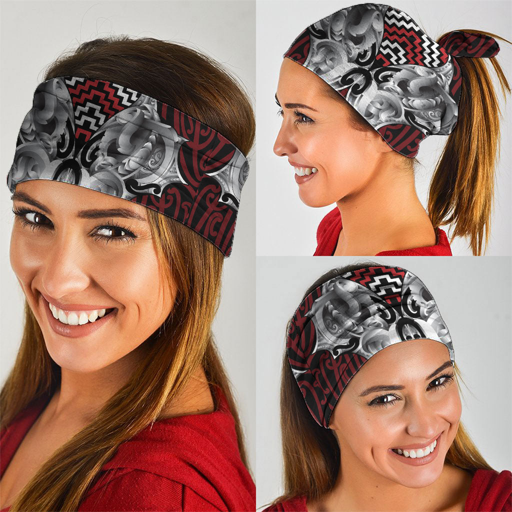 Aotearoa Kowhaiwhai Poutama Red Motif Neck Gaiter LT9 - Polynesian Pride