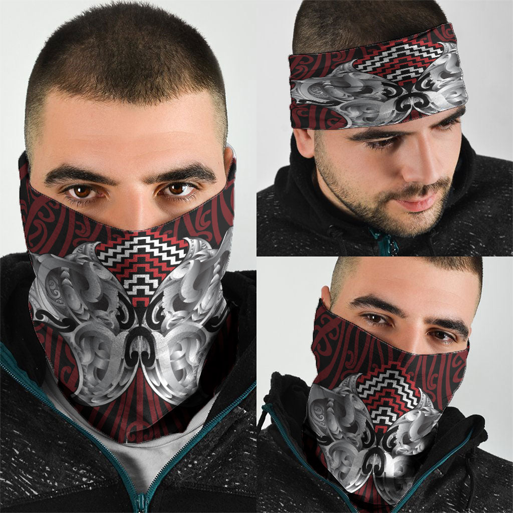 Aotearoa Kowhaiwhai Poutama Red Motif Neck Gaiter LT9 - Polynesian Pride