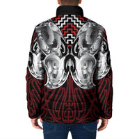 Aotearoa Kowhaiwhai Poutama Red Motif Padded Jacket LT9 - Polynesian Pride