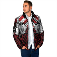 Aotearoa Kowhaiwhai Poutama Red Motif Padded Jacket LT9 - Polynesian Pride