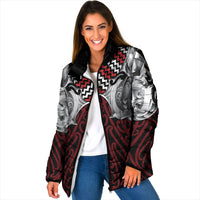 Aotearoa Kowhaiwhai Poutama Red Motif Padded Jacket LT9 Women Red - Polynesian Pride