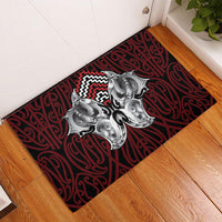 Aotearoa Kowhaiwhai Poutama Red Motif Rubber Doormat LT9 - Polynesian Pride