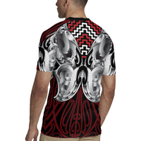 Aotearoa Kowhaiwhai Poutama Red Motif Rugby Jersey LT9 - Polynesian Pride
