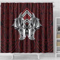 Aotearoa Kowhaiwhai Poutama Red Motif Shower Curtain LT9 - Polynesian Pride