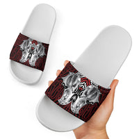 Aotearoa Kowhaiwhai Poutama Red Motif Slide Sandals LT9 - Polynesian Pride