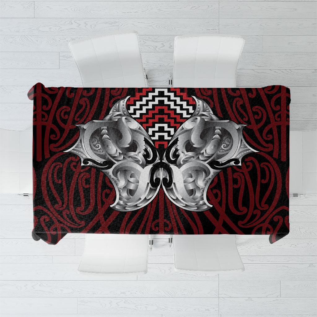 Aotearoa Kowhaiwhai Poutama Red Motif Tablecloth LT9 Red - Polynesian Pride